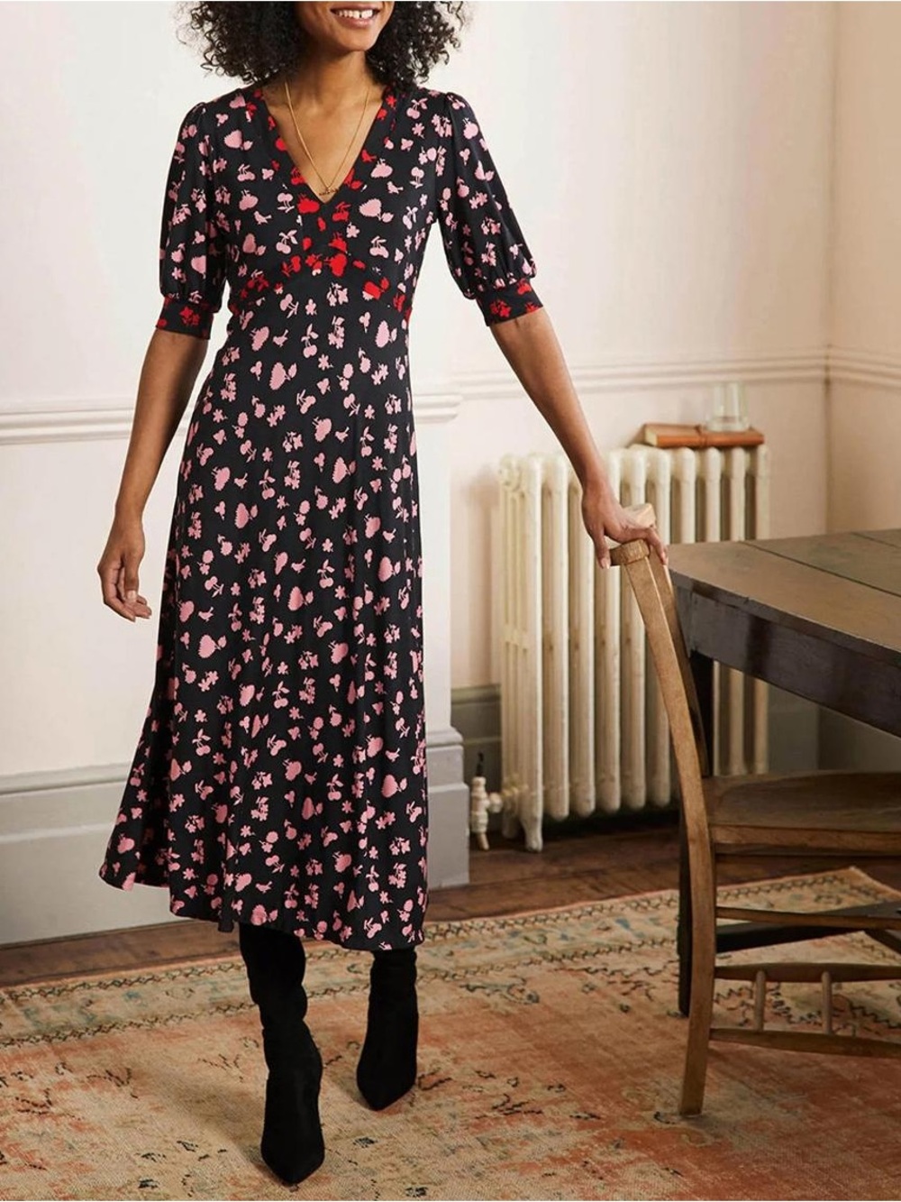 Boden Floral Eva Jersey Midi Dress